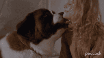 gif of Beethoven the dog and his owner cuddling