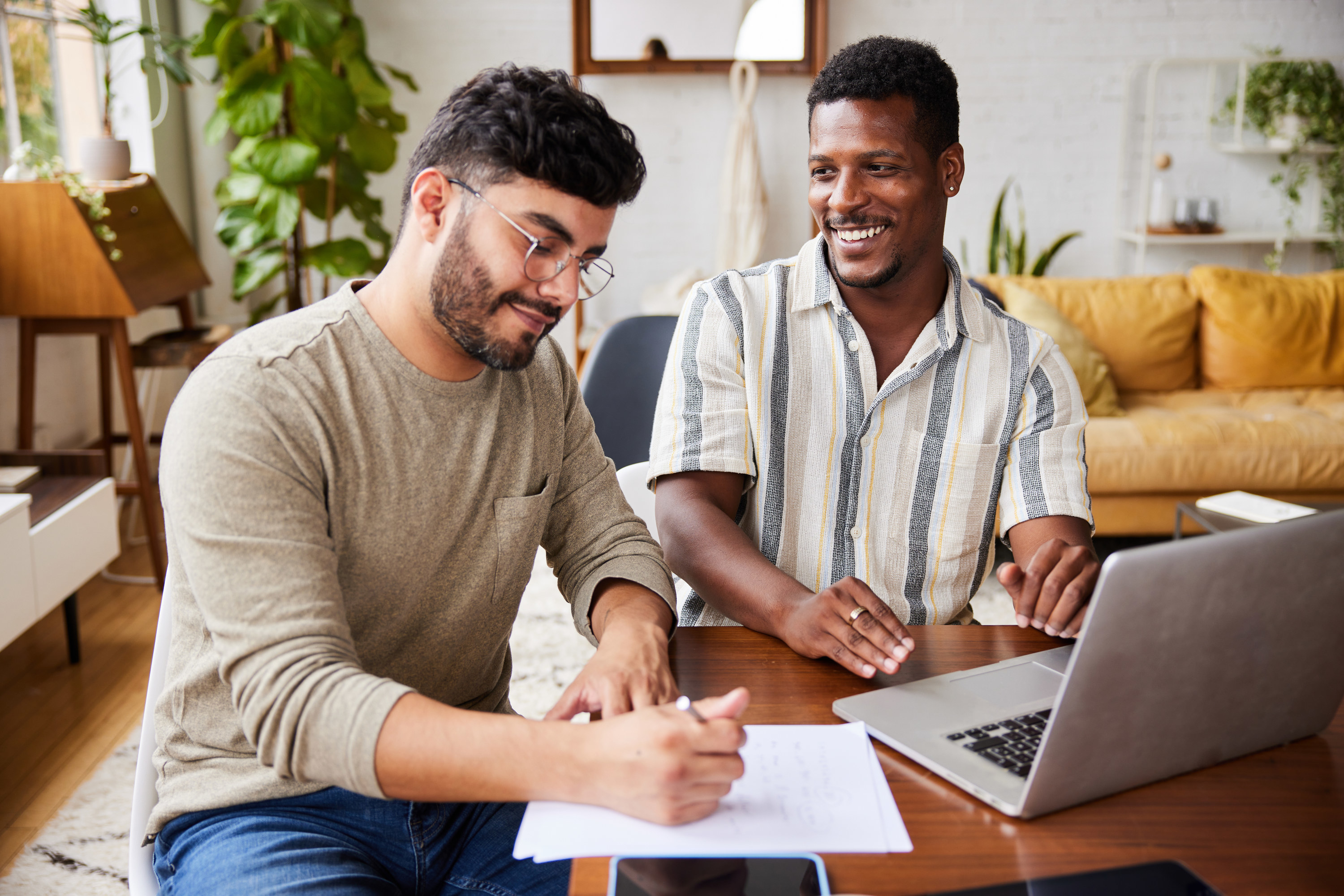 couple looking at their finances together