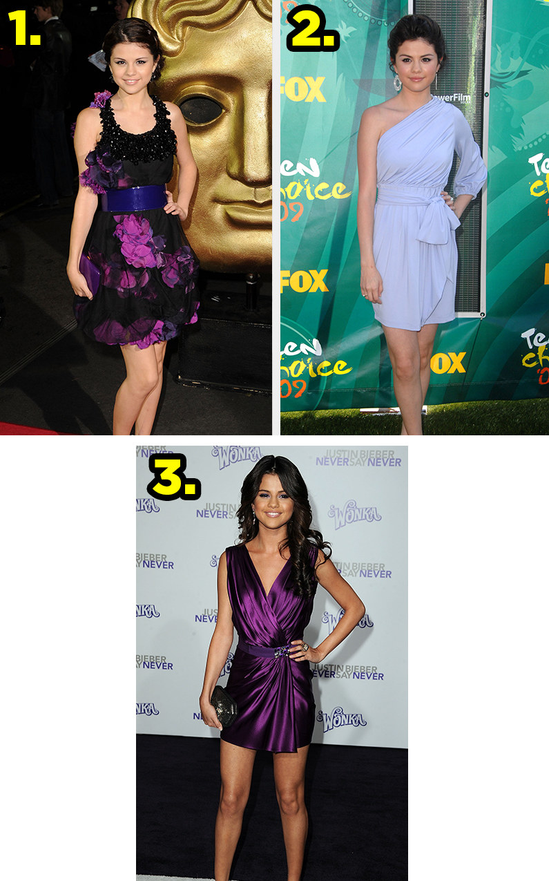 Selena wears three purple dresses on the red carpet