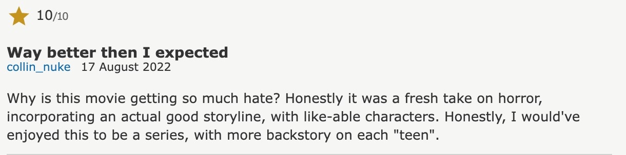 IMDB 10/10 review of They/Them