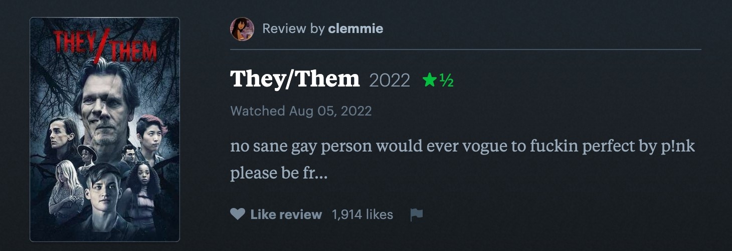 1.5 star Letterboxd review of They/Them
