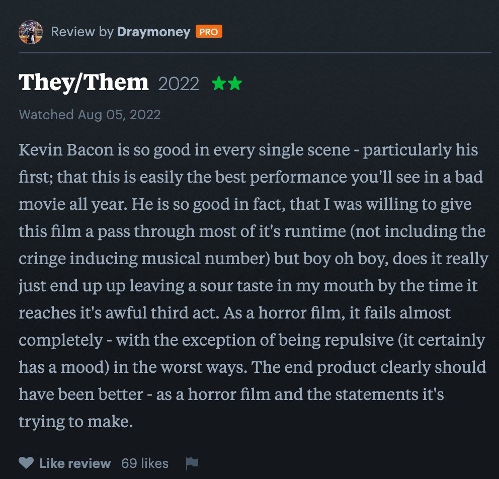 Letterboxd review of They/Them