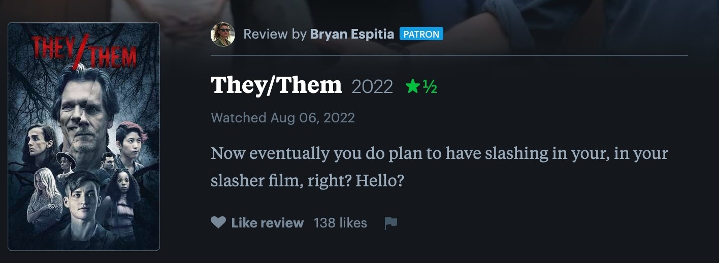 1.5 star review of They/Them on Letterboxd
