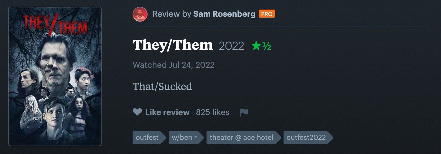 1.5 star Letterboxd review for They/Them