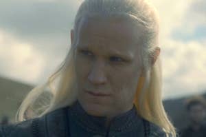 Daemon Targaryen with long blonde hair