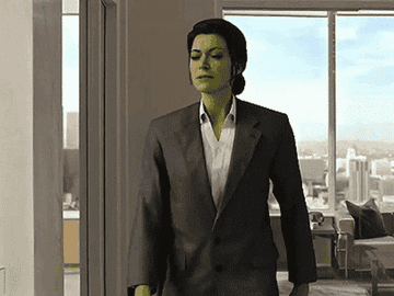 Jennifer Walters strolls through her office in &quot;She Hulk&quot;