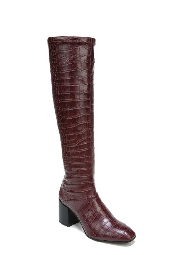 knee high maroon croc boots