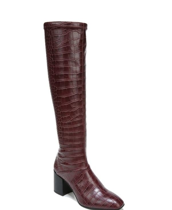 knee high maroon croc boots