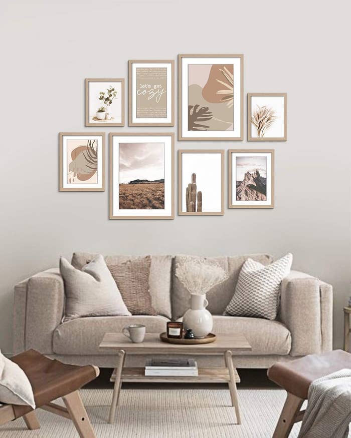 the artwork above a couch