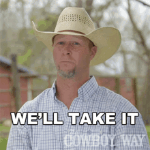 a gif of a person saying we&#x27;ll take it