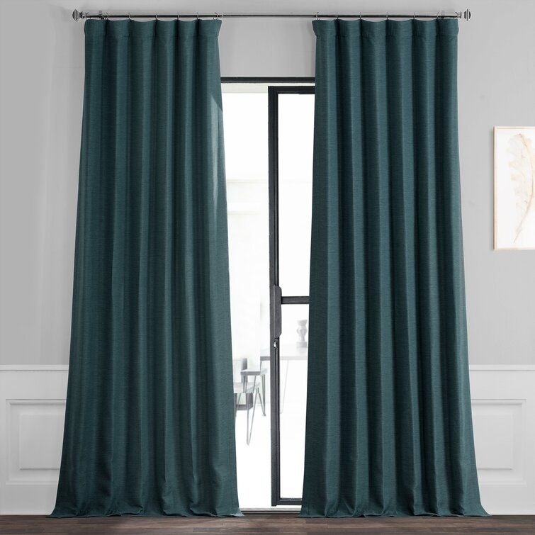 set of two teal curtains
