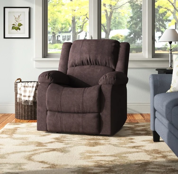The wide manual recliner in chocolate microfiber
