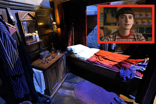 A Gryffindor dormitory and a close up of Will Byers