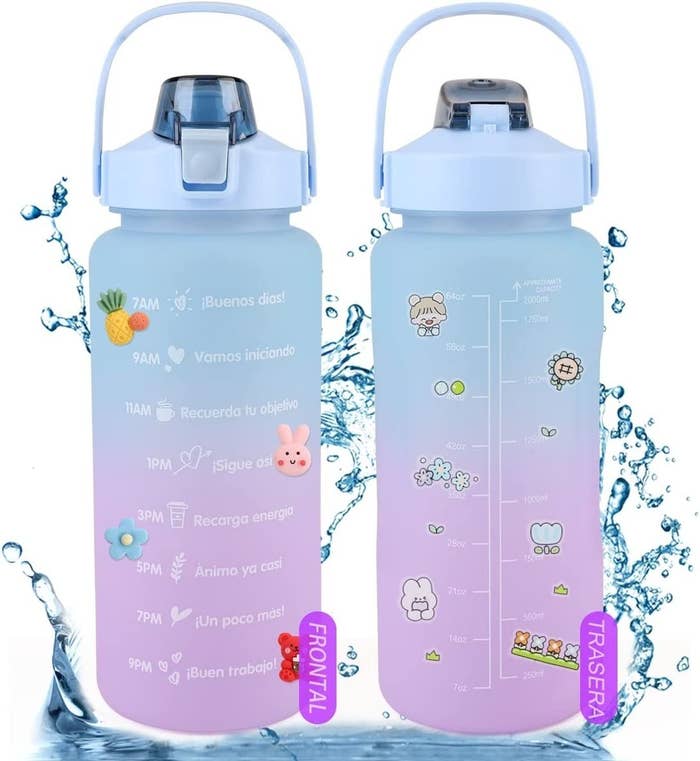 Botella de agua motivacional con mensajes y horarios