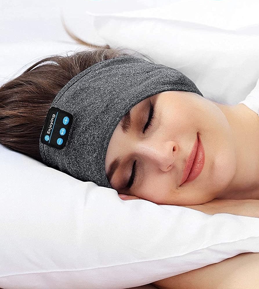 person sleeping with the headband on
