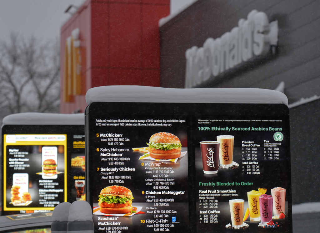 A drive-thru menu