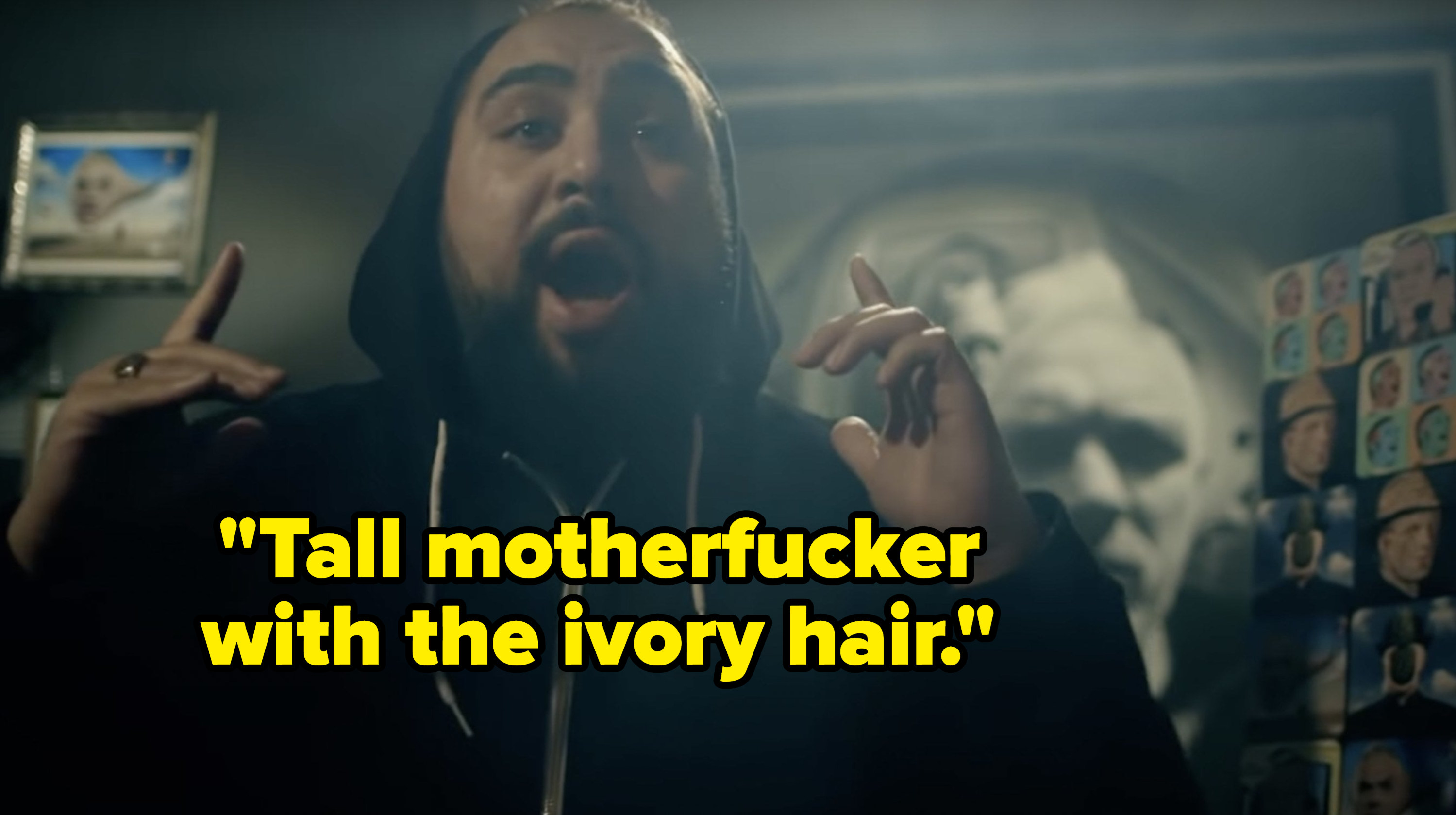 Asim Chaudhry says, Tall motherfucker with the ivory hair