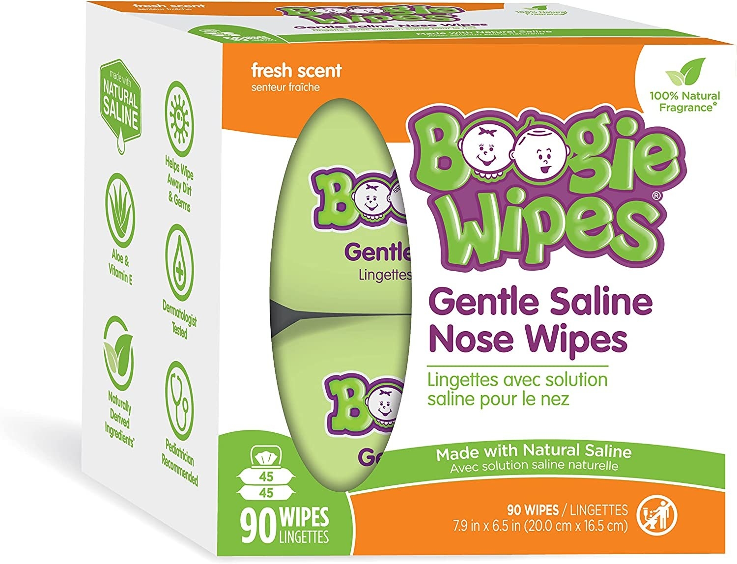 A box of Boogie Wipes on a blank background