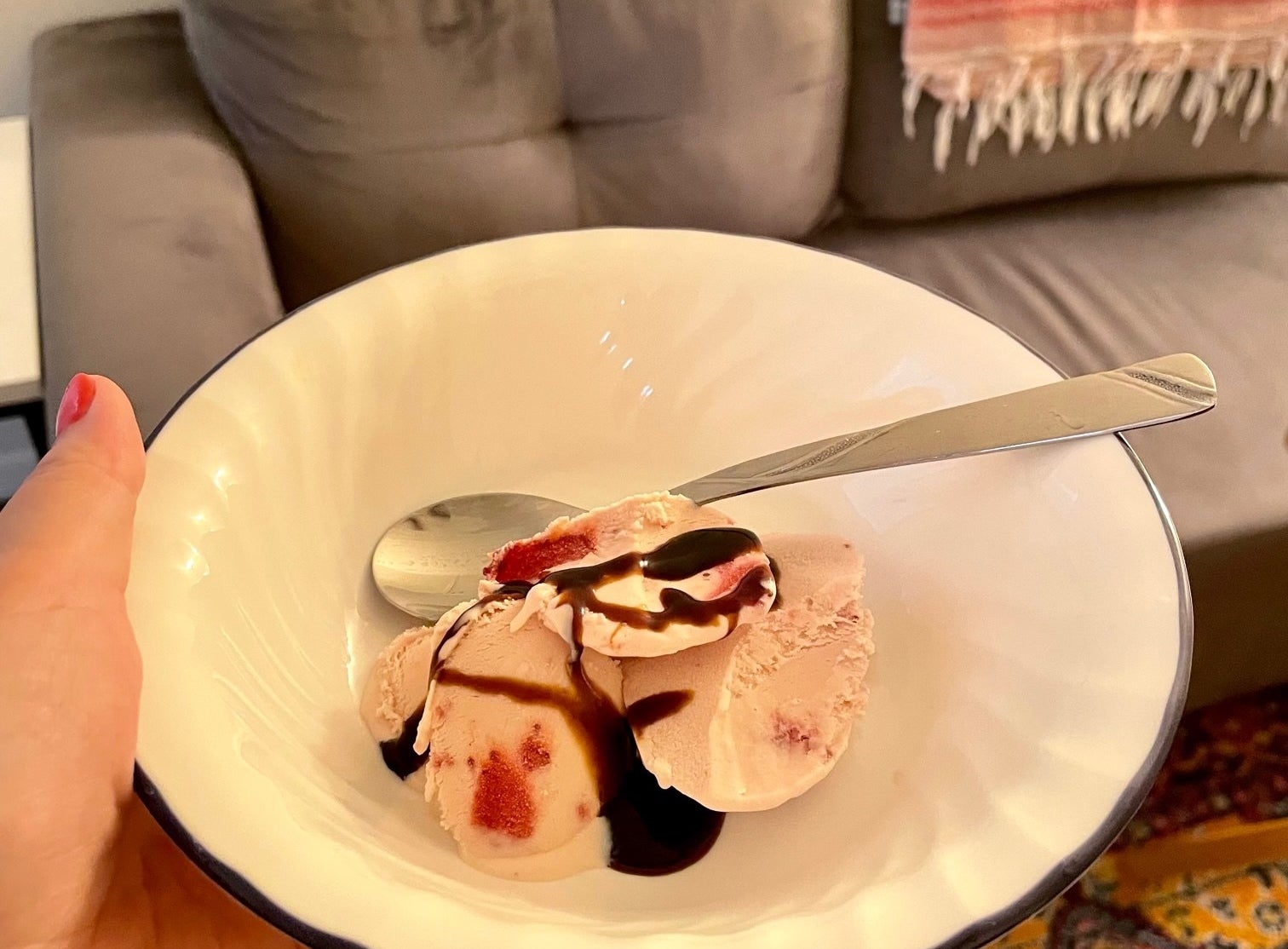 Strawberry ice cream with balsamic