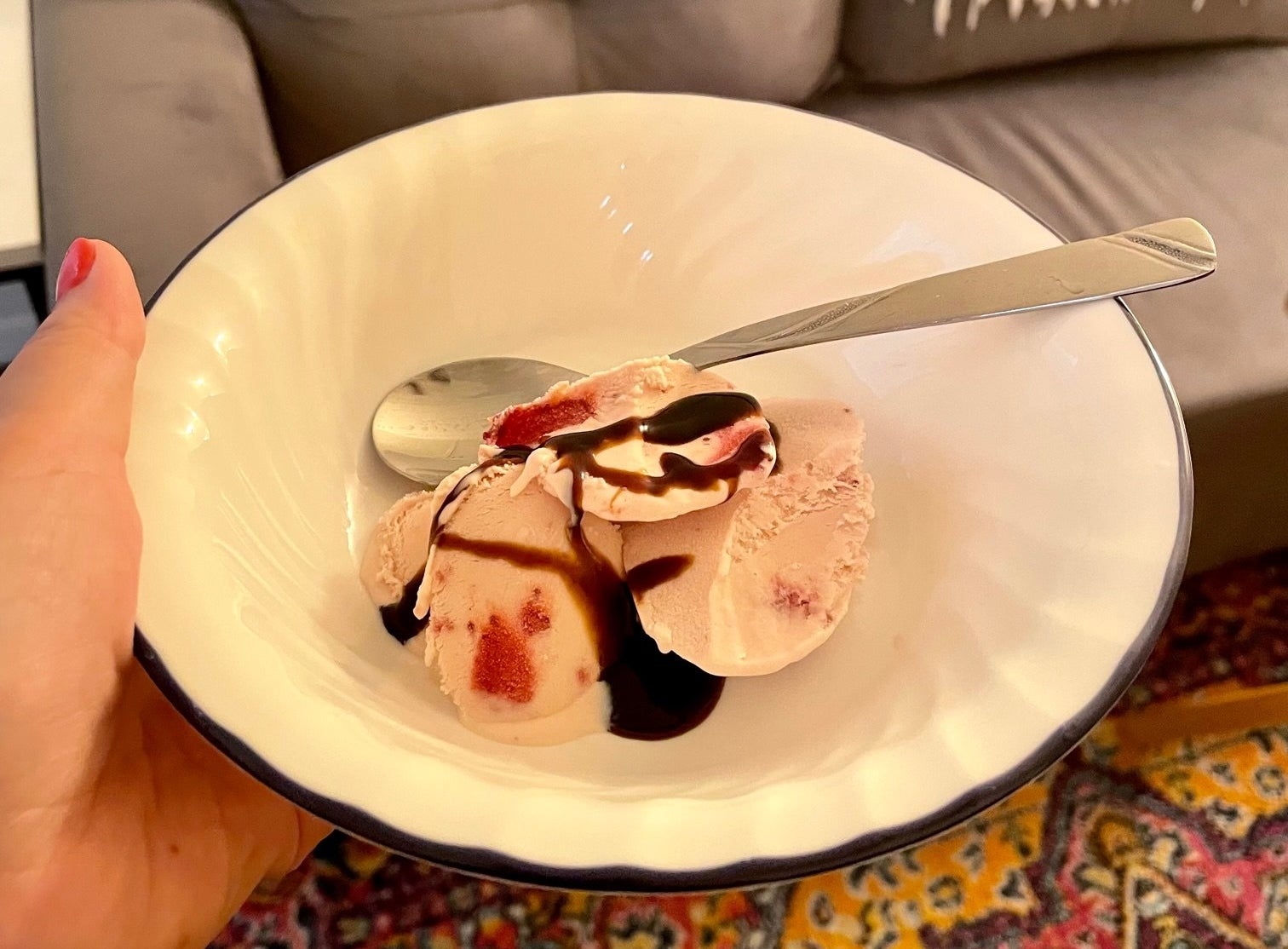 Strawberry ice cream with balsamic