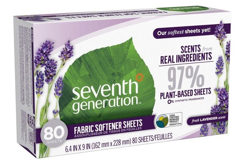 the box of lavender scented dryer sheets