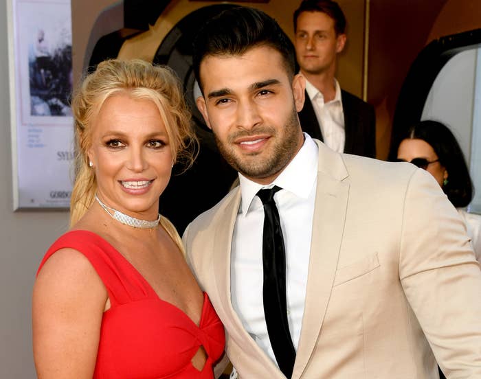 A closeup of Britney and her husband Sam