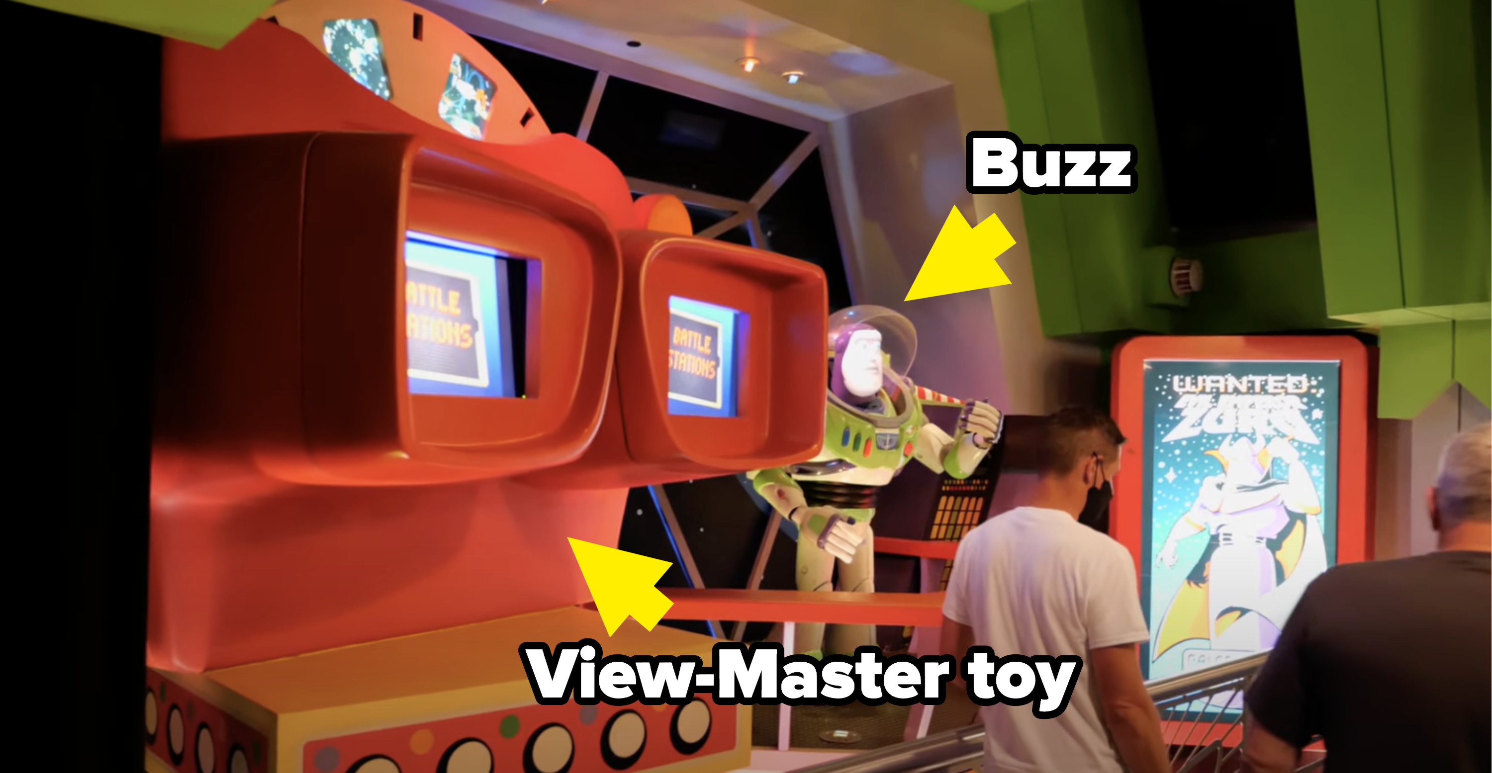 inside Buzz Lightyear ride at magic kingdom