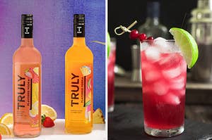 Truly Flavored vodka versus cranberry vodka with lime wedge