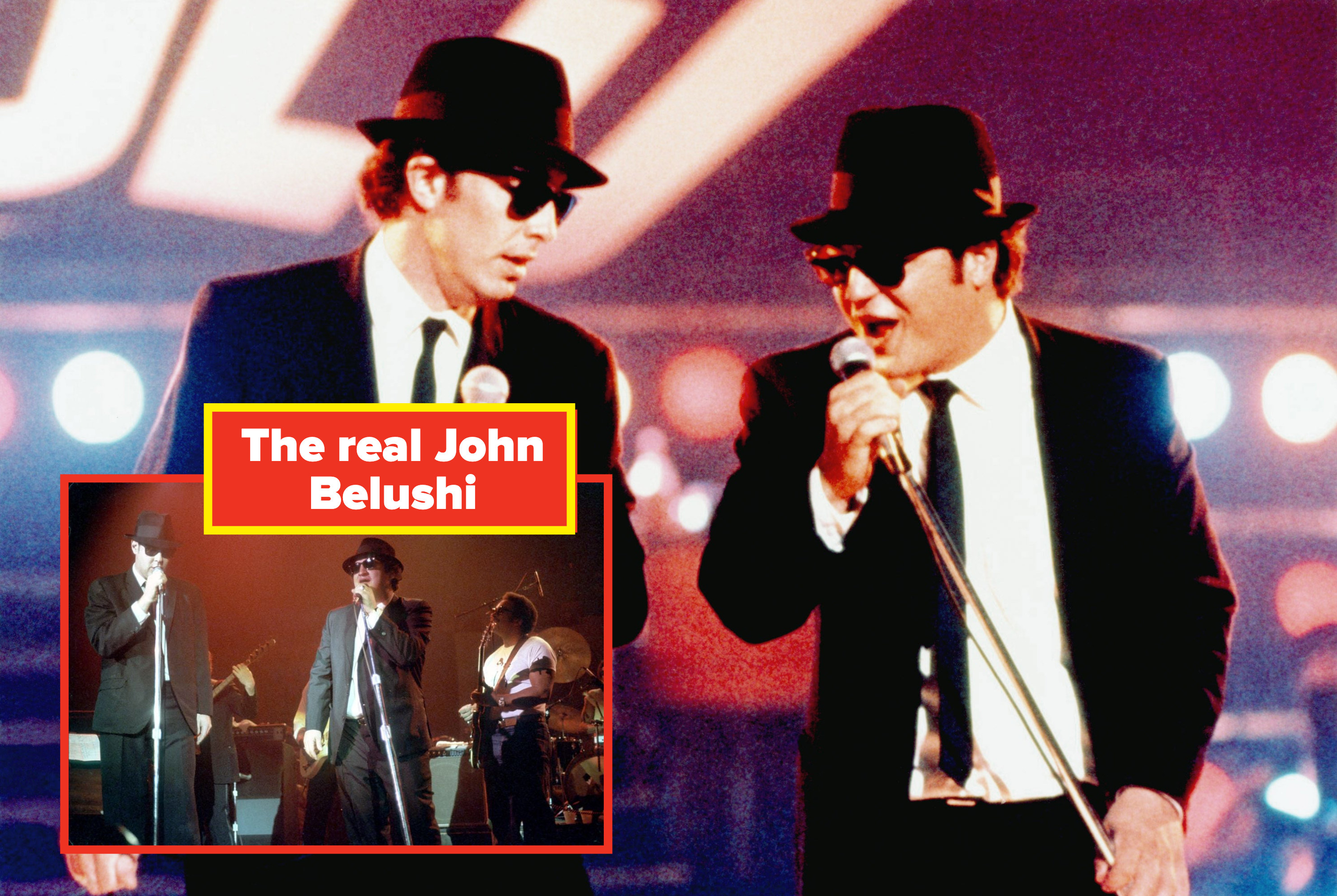 Michael Chiklis performs as John Belushi in &quot;Wired&quot; with the real Belushi in an inset