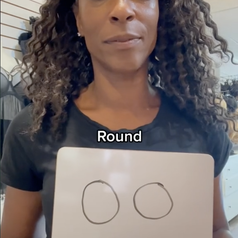 Screenshot of a video by TikTok user @nicolacrookonline of a drawing of round breasts