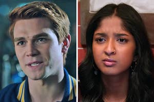 On the left, Archie from Riverdale, and on the right, Devi from Never Have I Ever
