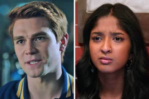 On the left, Archie from Riverdale, and on the right, Devi from Never Have I Ever