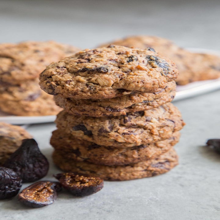 A stack of oatmeal fig cookies.