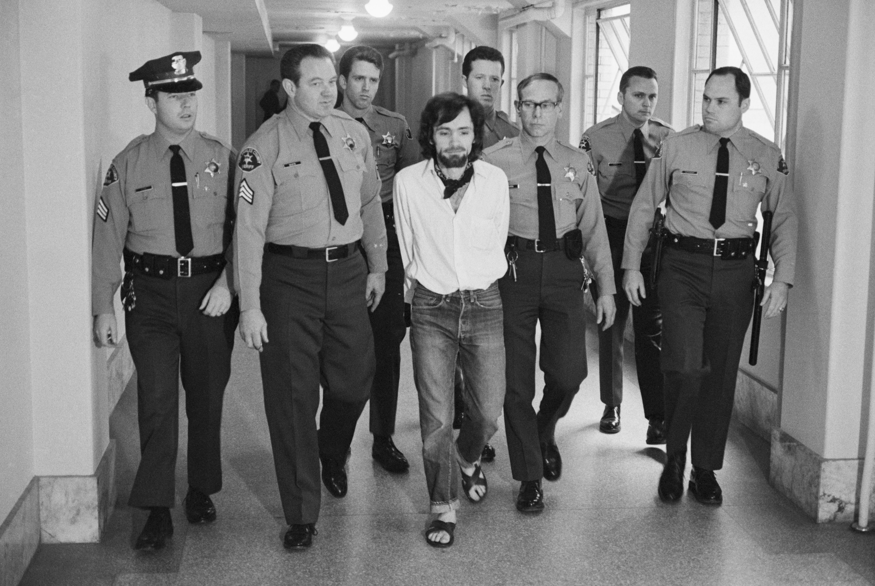 manson surrounded by police