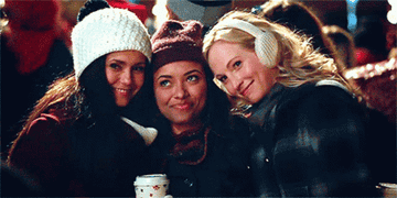 Elena, Bonnie and Caroline smiling