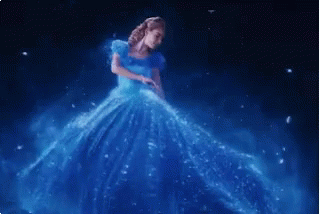 Cinderella twirling in a blue dress
