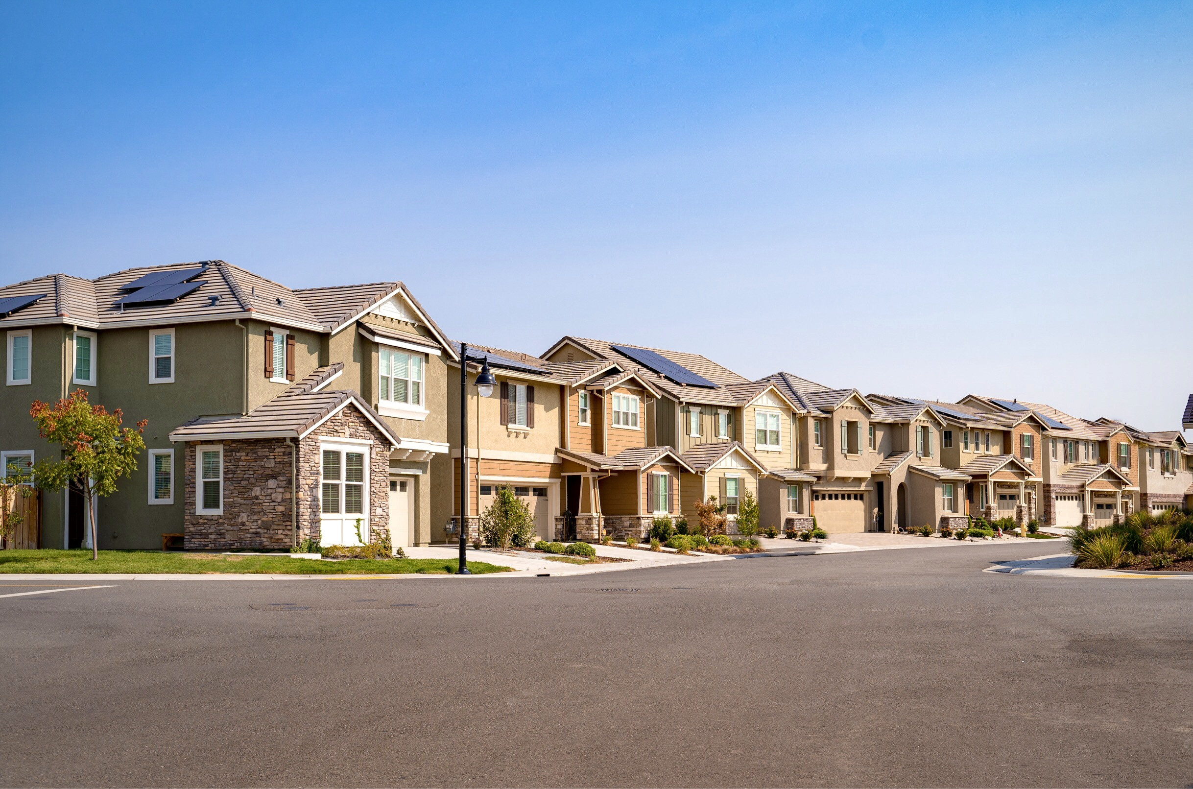 row of houses on a suburban street