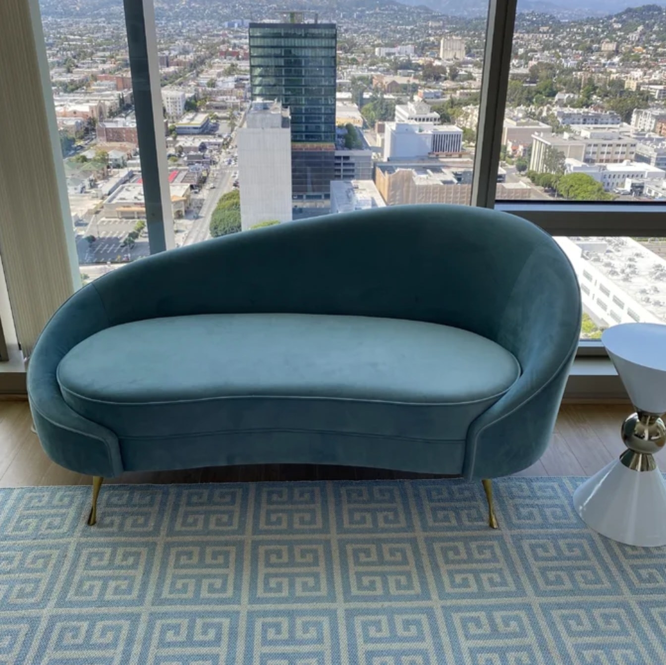 customer image of blue chaise lounge