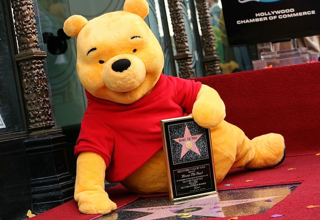 A giant stuffed Winnie The Pooh receives a star on the Hollywood Walk of Fame in front of the El Capitan Theatre
