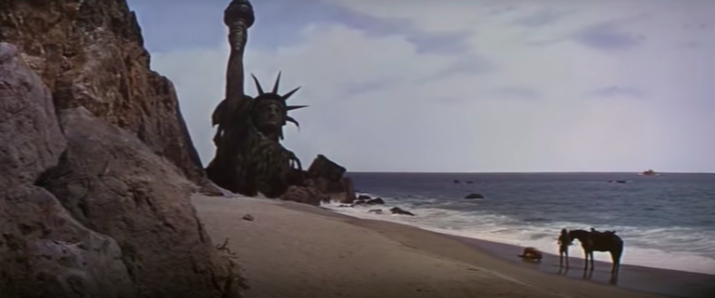 The Statue of Liberty on the beach