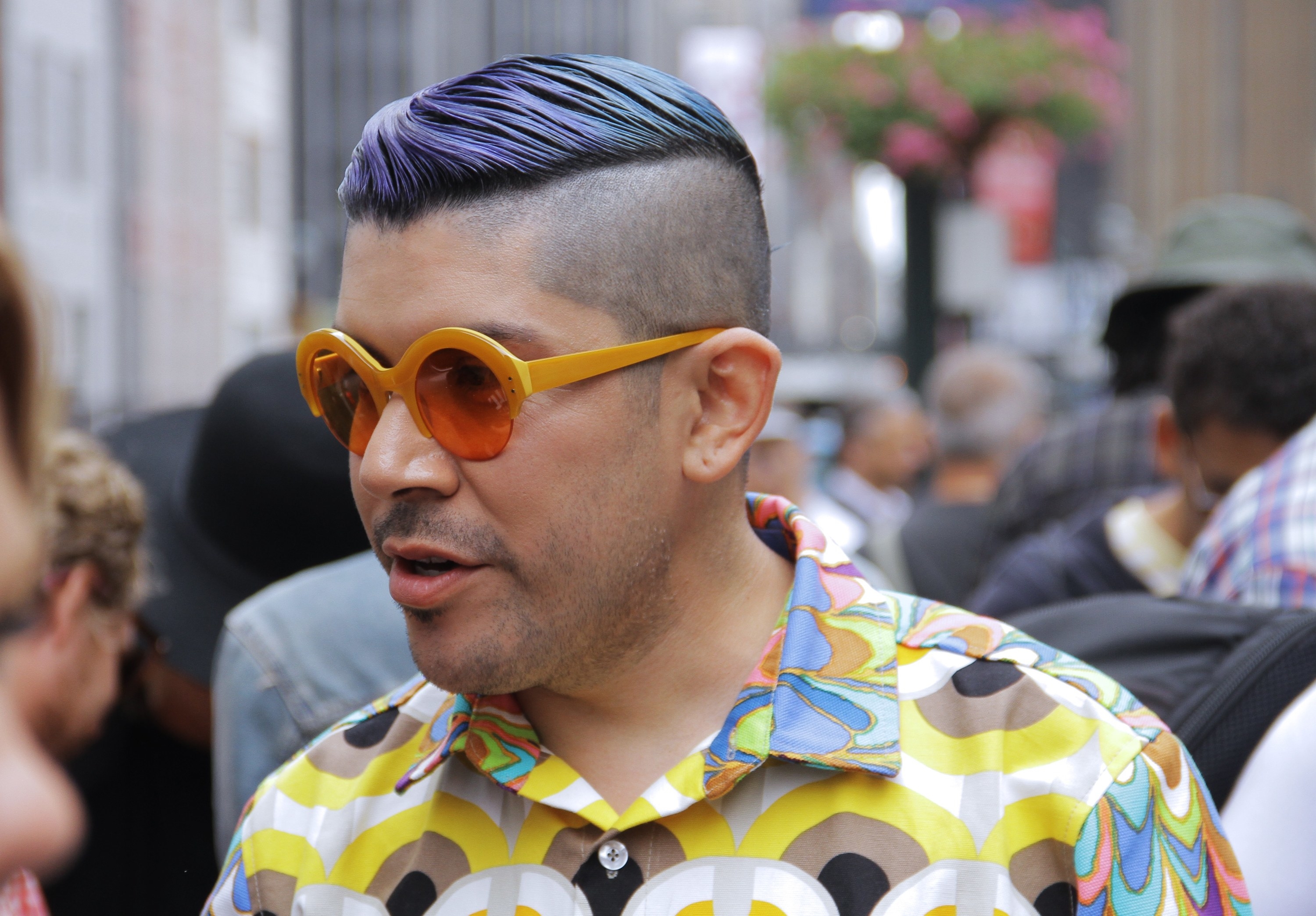 Mondo Guerra is seen on the streets of Manhattan outside the Yigal Azrouel Spring 2016 fashion show