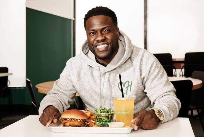 Kevin Hart with a meal from Hart House