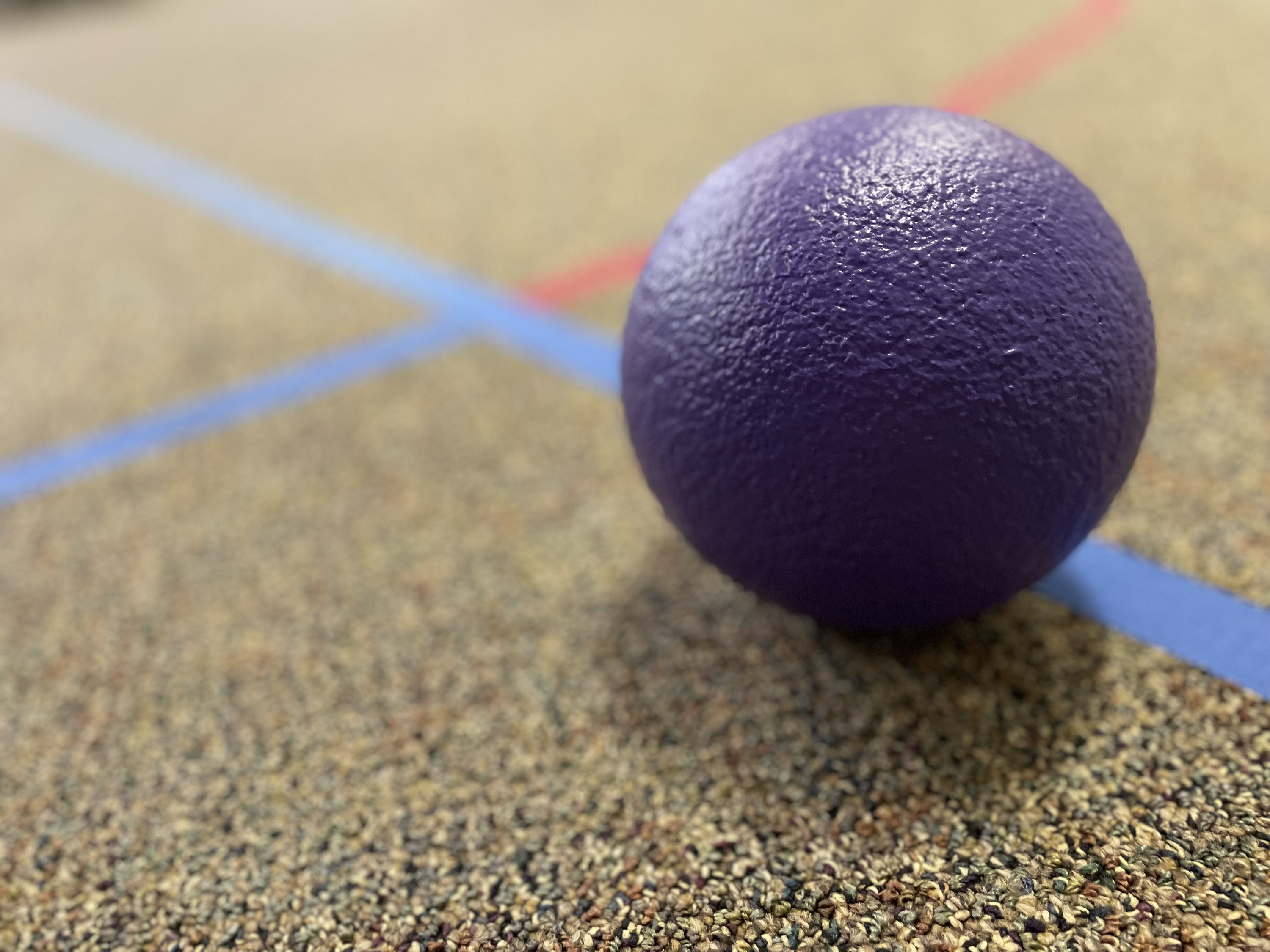 a dodgeball ball on turf