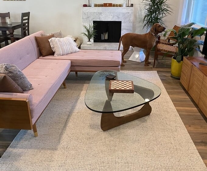 a reviewer photo of the coffee table in their living room