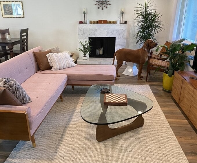 a reviewer photo of the coffee table in their living room