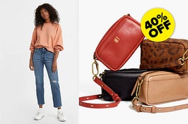 left image: levi's jeans, right image: carabiner crossbody bags