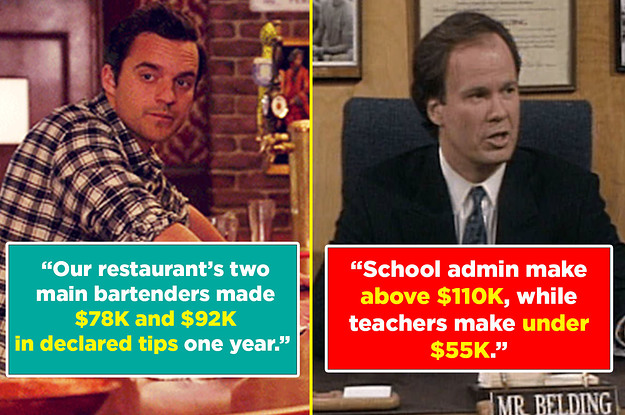 Nick from New Girl bartending, and Principal Belding from Saved By the Bell