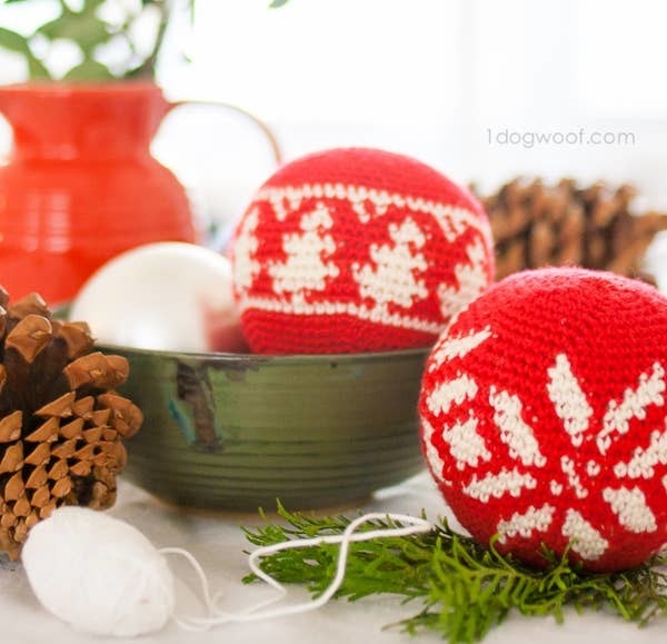 Crocheted tree ball ornaments