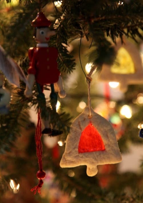 Actual sugar-cookie ornaments hanging from a tree