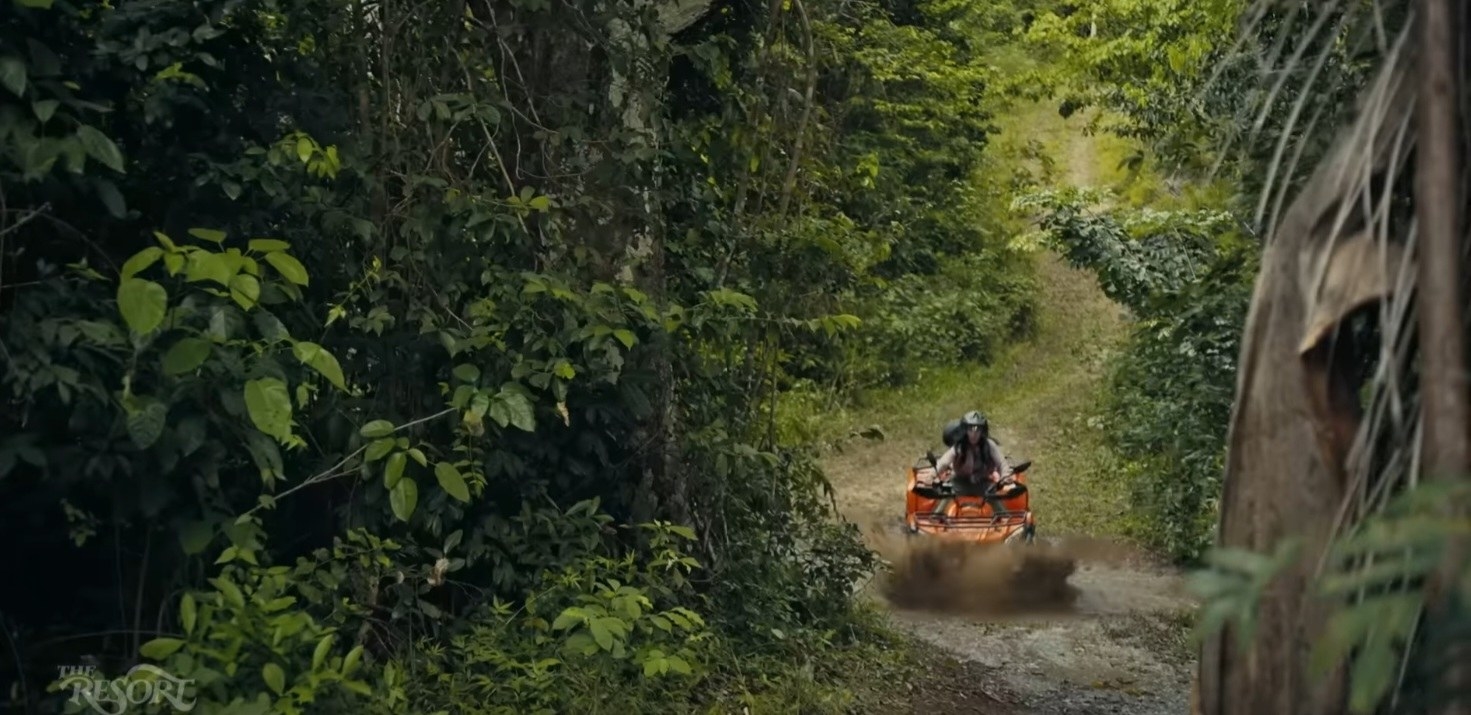 Cristin Milioti rides an ATV through the jungle in &quot;The Resort&quot;